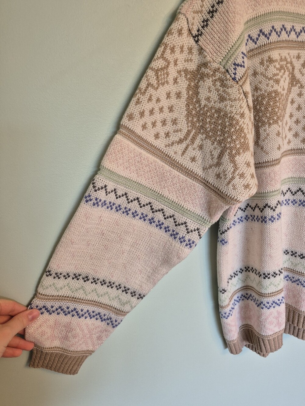 Tangiers Women's Vintage Grandmacore Festive Cream Knit Sweater Size Medium - Picture 4 of 5